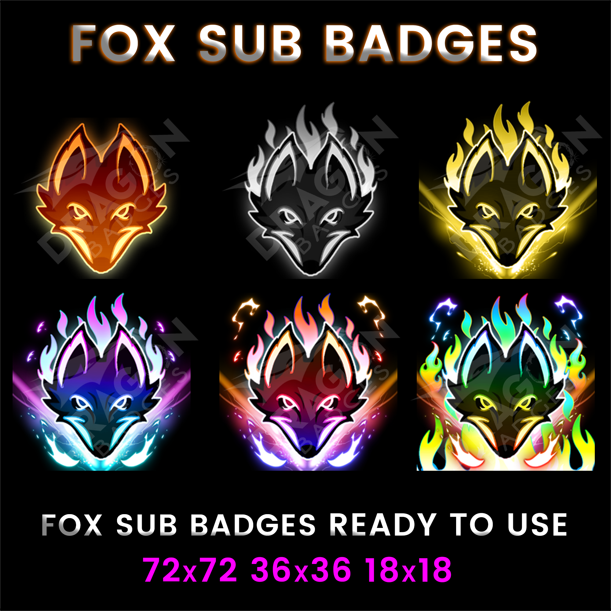 Magic Fox Sub Badges Twitch Sub Badges Twitch Badges Twitch 